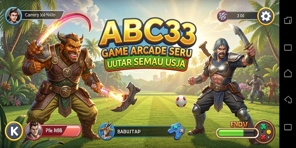 Tampilan gameplay seru di ABC33: tantangan Arcade yang menyenangkan.