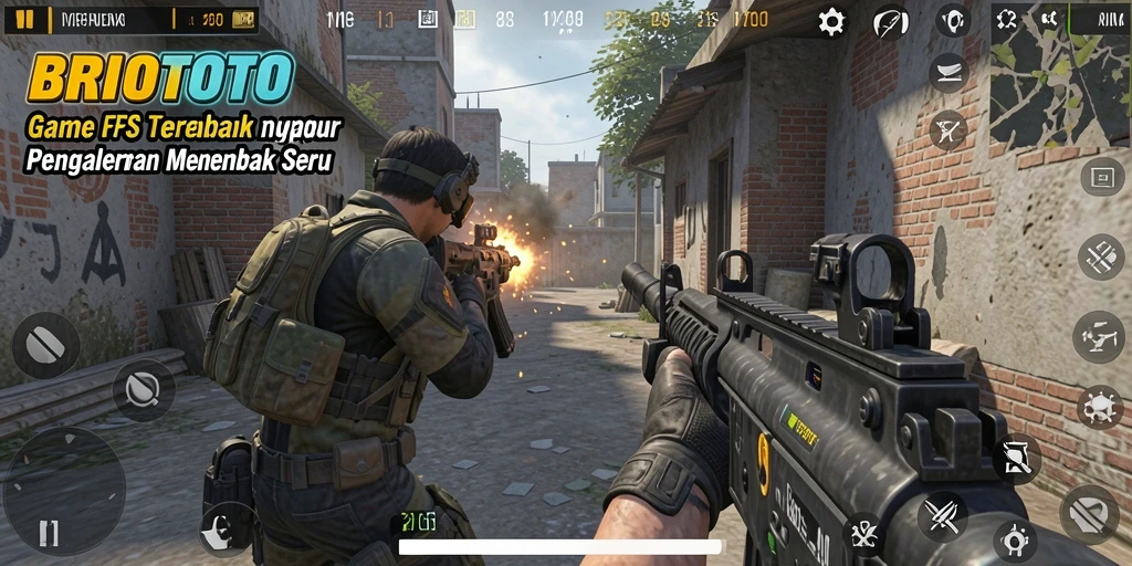 Tampilan gameplay menarik dari BRIOTOTO di medan tempur FPS.