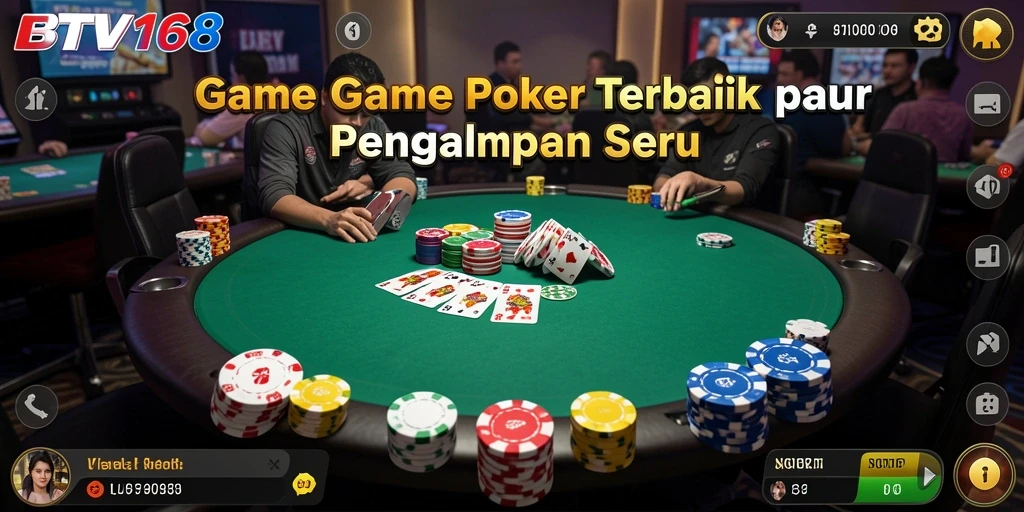 Tampilan gameplay BTV168 yang menarik dan penuh aksi poker.
