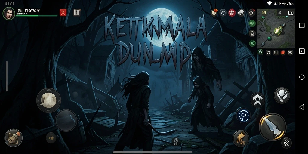 Screenshot gameplay <strong>FH6767</strong> menampilkan suasana gelap dan menakutkan.