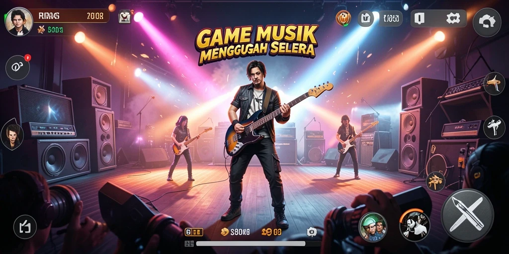 Screenshot gameplay FO8 menampilkan pemusik yang sedang bermain.