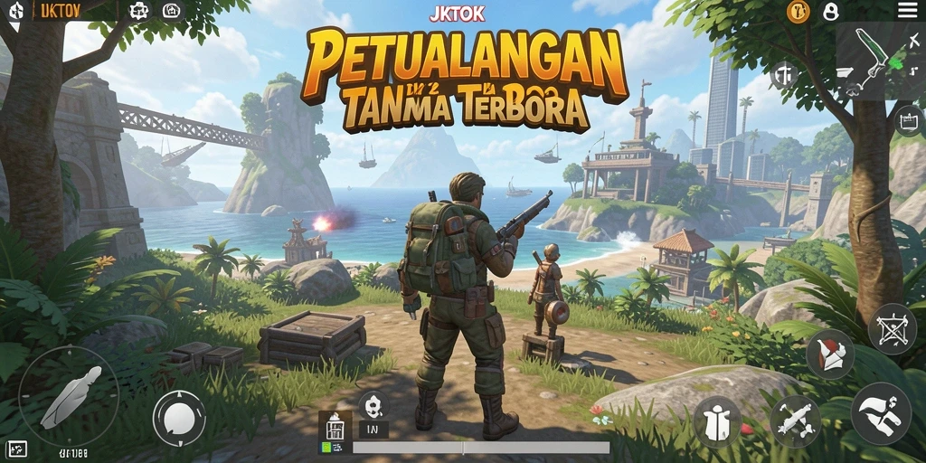 Tampilan gameplay JKTOK dunia terbuka yang memukau dan penuh petualangan.