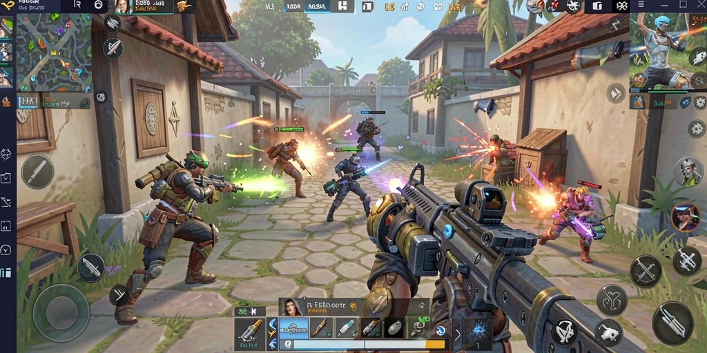 Tampilan mendebarkan gameplay FPS MLBB8 dengan aksi intens.