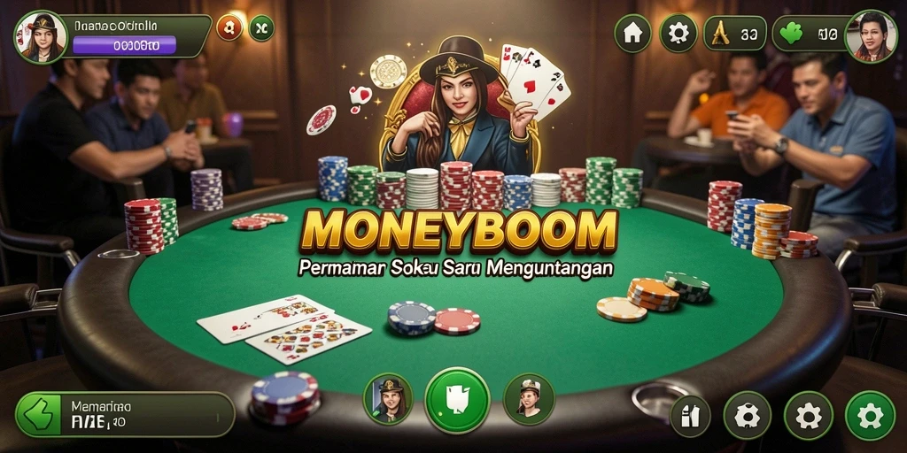 Tampilan gameplay Poker di MONEYBOOM yang mendebarkan.