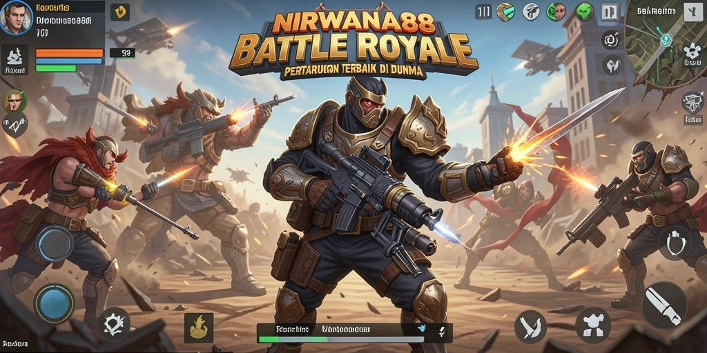 Screenshot permainan NIRWANA88 dengan aksi Battle Royale yang menegangkan.