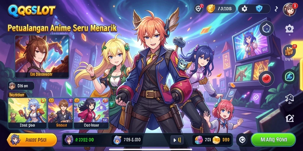 Screenshot gameplay QQSLOT yang menggambarkan karakter Anime.