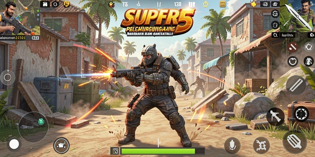 Gameplay seru dan intens dari SUPER5 dalam pertarungan Battle Royale.