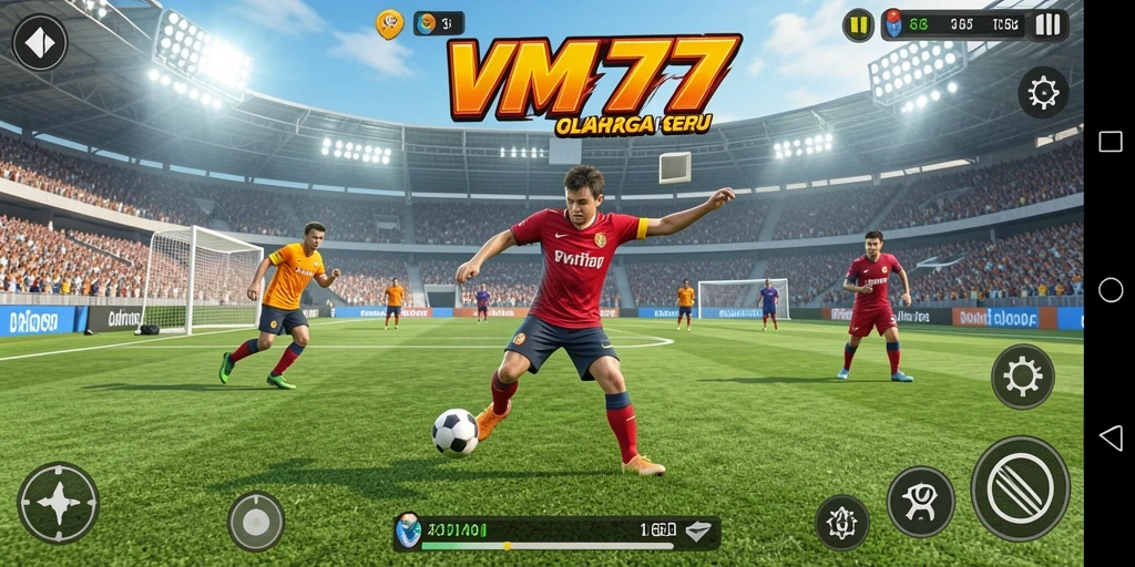 Tangkapan layar utama VM777 menunjukkan aksi seru dalam pertandingan olahraga.